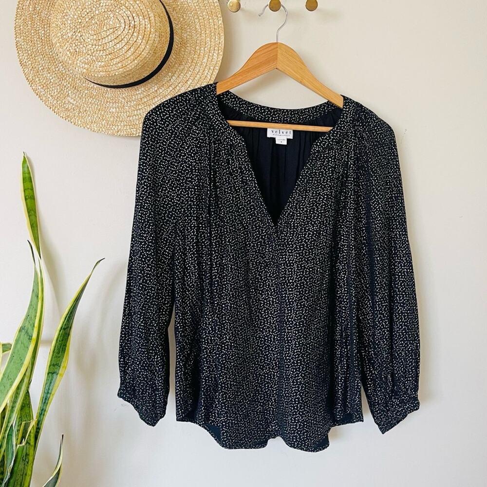 Velvet By Graham & Spencer Shirley Metallic Dot Print Blouse - Picture 3 of 6